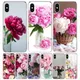 Coque de téléphone élégante fleur de pivoine rose violet sur le vase coque souple pour iPhone 15 +