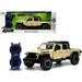 Diecast 2020 Jeep Gladiator Rubicon Pickup Truck Cream with Roof Rack with Extra Wheels Just Trucks Series 1/24 Diecast Model Car by Jada