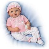The Ashton - Drake Galleries Hello World So Truly Real Newborn Lifelike Baby Girl Doll Weighted Fully Poseable with Soft RealTouch Vinyl Skin by renowned Master Doll Artist Violet Parker 17-inches