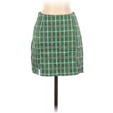 Shein Casual Mini Skirt Mini: Green Plaid Bottoms - Women's Size X-Small