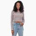 Dickies Women's Striped Long Sleeve Cropped T-Shirt - Green Fox Baby Stripe Size M (FLR51)