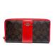 Coach Bags | Coach Signature Canvas Accordion Zip Wallet - Brown Bright Red | Color: Brown/Red | Size: Os