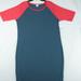 Lularoe Dresses | Lularoe Dress Women's 3xl Julia Blue And Red Short Sleeve | Color: Blue/Red | Size: Xxxl