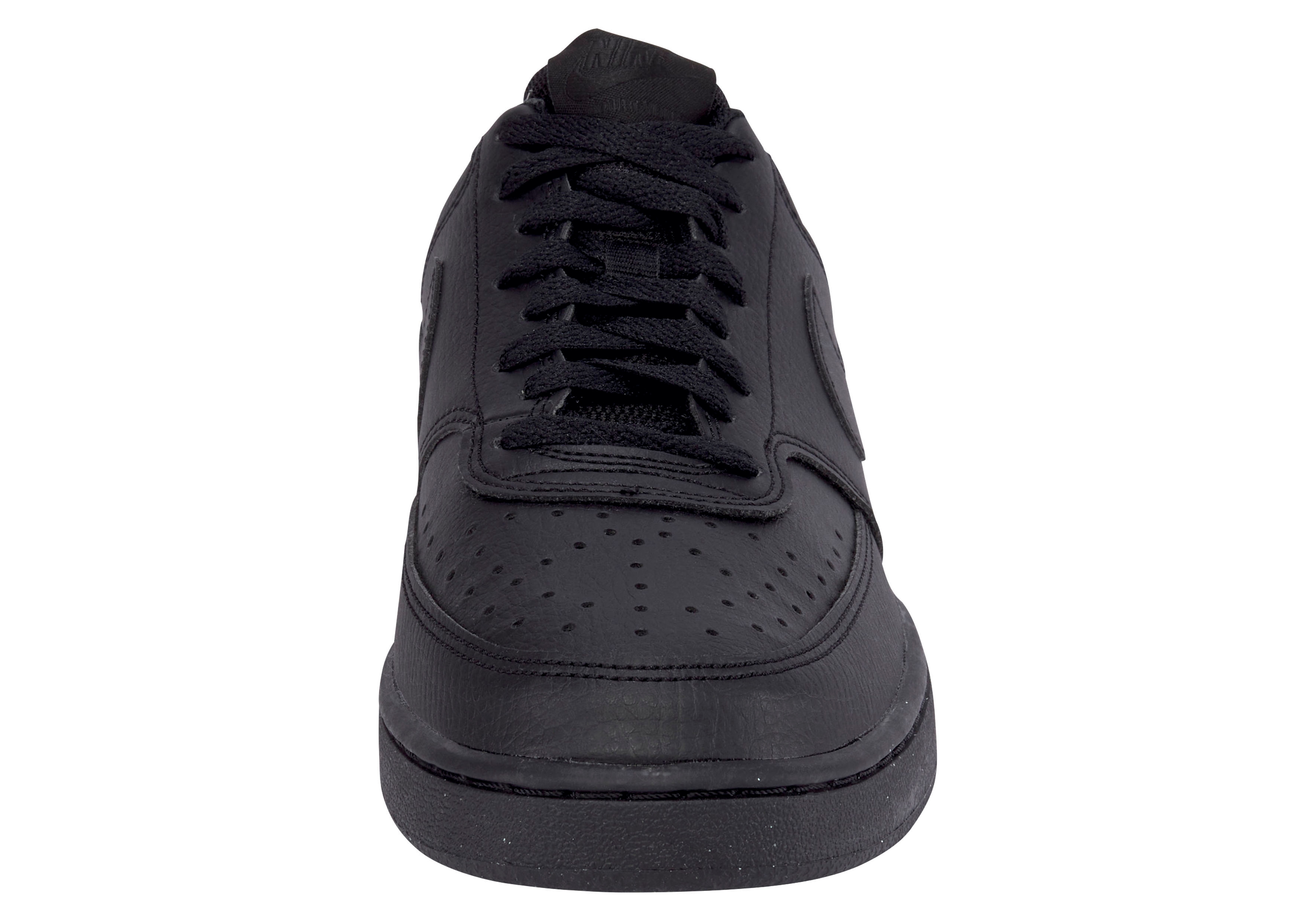 Sneaker NIKE SPORTSWEAR "COURT VISION LOW NEXT NATURE", Gr. 44, schwarz (schwarz, schwarz, schwarz), Synthetik, Schuhe, inspiriert vom Design des Nike Air Force