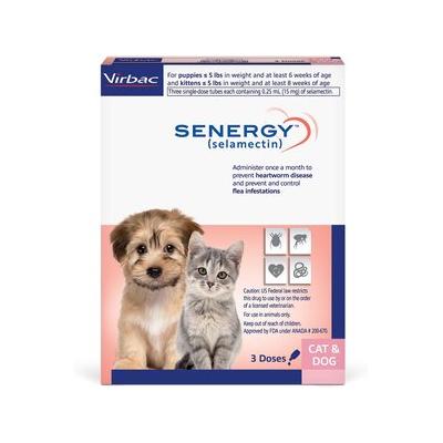 Senergy Topical Solution for Puppies & Kittens, up to 5 lbs, (Mauve Box), 3 Doses (3-mos. supply)