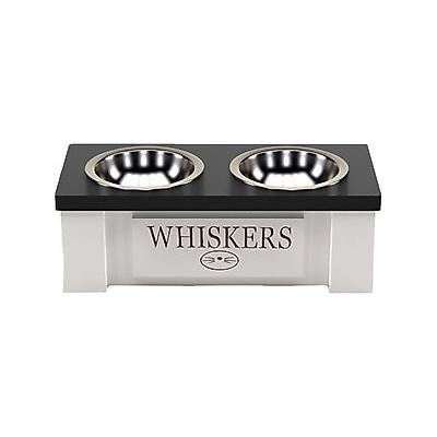 GrooveThis Woodshop Personalized Cat Feeder Station, 2-cup, Black