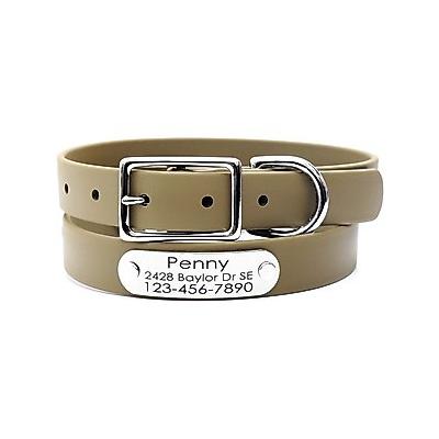 "Mimi Green Waterproof with Riveted Name Plate Dog Collar, Olive, X-Large 1"""
