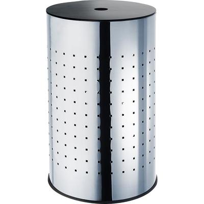 Wäschekorb LOCKER, silber (silberfarben), B:35cm H:58cm T:35cm, Metall, Wäschesammler, verchromtes Metall, Höhe 58 cm Image