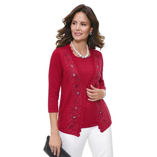 "2-in-1-Pullover LADY ""Pullover"" Gr. 44, rot Damen Pullover 2-in-1-Pullover"