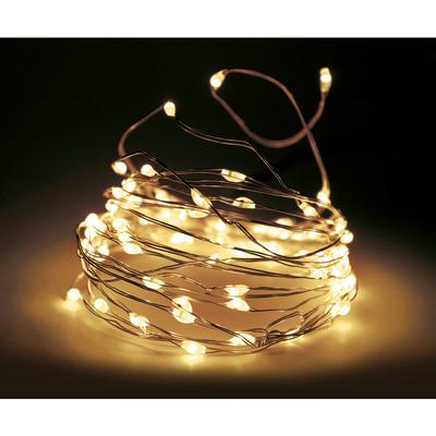 Spetebo - Draht Lichterkette 395 cm mit 80 led und 8 Leuchtfunktionen - warm weiß - Garten Deko