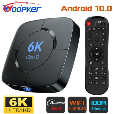 Woopker-Boîtier décodeur externe TV Allwinner H616 Android 10.0 assistant vocal 3D 6K 4K 1080P