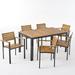 Noble House Swartz 7 Piece Wood Top Patio Dining Set in Teak and Black