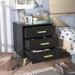 23.6'' Tall 3 Drawer Nightstand End Table Beside Gold Handle