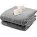 Biddeford Comfort Knit Fleece Heated Blanket with Analog Control-Grey