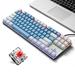 iBlancod K87 87 Keys Wired Mechanical Keyboard Metal Panel Two-color Injection Keycap 20 Light Effects White&Blue(Red Switches)