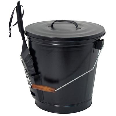 Panacea 15343 Fireplace Ash Bucket With Shovel, Matte Black
