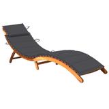 vidaXL Patio Sun Lounger with Cushion Solid Acacia Wood - 72.4" x 21.7" x 25.2"