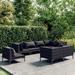 vidaXL Patio Lounge Set Outdoor Sectional Corner Sofa Poly Rattan Dark Grey - 27.6" x 27.6" x 24"