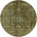 Ahgly Company Indoor Round Mid-Century Modern Dark Bronze Brown Oriental Area Rugs 6 Round