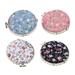 NUOLUX 4pcs Round Cosmetic Mirror Cloth Cover Printed Round Pocket Mirror Folding Mini Makeup Mirror (White Black Orange and Blue for Each 1pc)