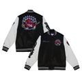 Men's Mitchell & Ness Black/White Toronto Raptors Team Origins Satin Full-Snap Varsity Jacket