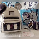 Disney Bags | Disney Loungefly Mmma Space Mountain Backpack And Ears | Color: Purple/White | Size: Os