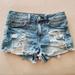 American Eagle Outfitters Shorts | 3/$30 American Eagle Outfitters Distressed Light Denim Stretch Jean Shorts | Color: Blue/White | Size: 0