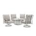 Winston Aspen Cushion 5 Piece Seating Set w/ 4 High Back Swivel Rocker Lounge Chairs, Round Fire Outdoor Table Metal in Gray/Brown | Wayfair