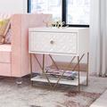 CosmoLiving by Cosmopolitan Blair 1 Drawer Accent Table Wood in White | 26.7 H x 23.15 W x 16.25 D in | Wayfair 3557013COM