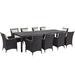 Modway Convene 11 Piece Outdoor Patio Dining Set Wicker/Rattan in Black | 114 W x 39.5 D in | Wayfair EEI-2219-EXP-BEI-SET