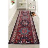 Red 32 x 0.4 in Area Rug - Bungalow Rose Custom Size Persian Medallion Distressed Design Canvas Backing Hotel Quality Rug | 32 W x 0.4 D in | Wayfair