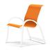 Red Barrel Studio® Hiraku Stacking Patio Dining Armchair Sling in Orange/White/Yellow | 34.75 H x 25 W x 28.5 D in | Wayfair