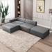 Gray/Brown Reclining Sectional - Latitude Run® Gudde 113" Wide Faux Reversible Modular Sofa & Chaise Faux | 26 H x 113 W x 32 D in | Wayfair