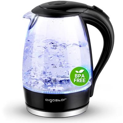 Wasserkocher Glas 1,7 Liter, 2200 Watt, LED-Beleuchtung, 100% bpa Frei, Verdicktes Borosilikatglas