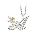 Disney-Collier pendentif fleur en cristal pour femme 26 lettres nickel é bijoux de fête