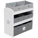 Roba Play Shelf - Grey Stars - Children's Multi-Bin Toy Organizer, Shelf Storage Cabinet With 5 Fabric Boxes, Boys & Girls