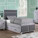 Wooden Twin Bed with PU Upholstered Headboard and Footboard in Two-tone Grey