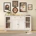 Modern White Glass Door Buffet Cabinet Kitchen Sideboard