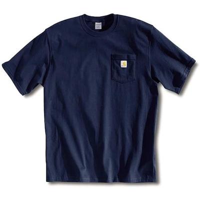 CARHARTT K87-NVY XXL TLL Men's T-Shirt, 100% Cotton, Pullover, 1 Pocket(s),