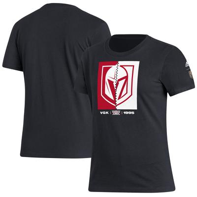 Schwarzes adidas Vegas Golden Knights Reverse Retro 2.0 Playmaker T-Shirt für Damen Image