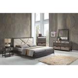 17 Stories Glanti Twin Solid Wood & Standard Bed Wood & /Upholstered/Cotton in Brown/Gray | 25 H x 80 W x 86 D in | Wayfair