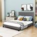 Latitude Run® Queen Size Platform Bed w/ Headboard Wood & /Upholstered/Linen in Gray | 51 H x 64 W x 84 D in | Wayfair