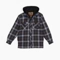 Dickies Men's Water Repellent Flannel Hooded Shirt Jacket - Ink Navy/chocolate Brown Plaid Size Lt (TJ211)