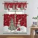 Fashnice Thermal Insulated Kitchen Valance Xmas Cafe Tier Christmas Short Window Curtain Christmas Half Window Drapes Slot Top Bathroom Scarf Style-C 2pc-Tier Curtain: W:42 x H:45