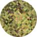 Ahgly Company Machine Washable Indoor Round Transitional Oak Brown Area Rugs 5 Round