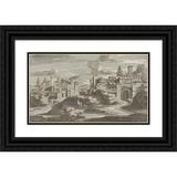 Louis ChÃ©ron 18x12 Black Ornate Wood Framed Double Matted Museum Art Print Titled - Imaginary Classical Landscape (1690s)