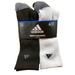 Adidas Other | Adidas Men 6pairsaeroready Crew Cushioned Dry Socks Black White Gray Large 6-12 | Color: Black/White | Size: Os