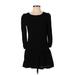 Meadow Rue Casual Dress - A-Line Crew Neck 3/4 sleeves: Black Print Dresses - Women's Size 0