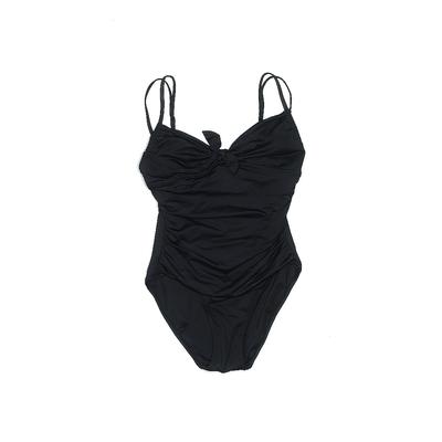 DKNY One Piece Swimsuit: Black Print Swimwear - Women's Size 10