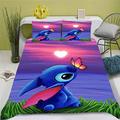 Doiicoon Lilo and Stitch Bed Linen, Stitch Bed Linen 135 x 200 cm for Teenagers, Lilo & Stitch Bed Linen Set 3D Print Duvet Cover (3.220 x 240 cm)